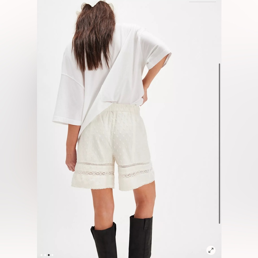 Free People So Sweet Board Eyelet Embroidered Lace High Rise Pull On Shorts M - Picture 2 of 8